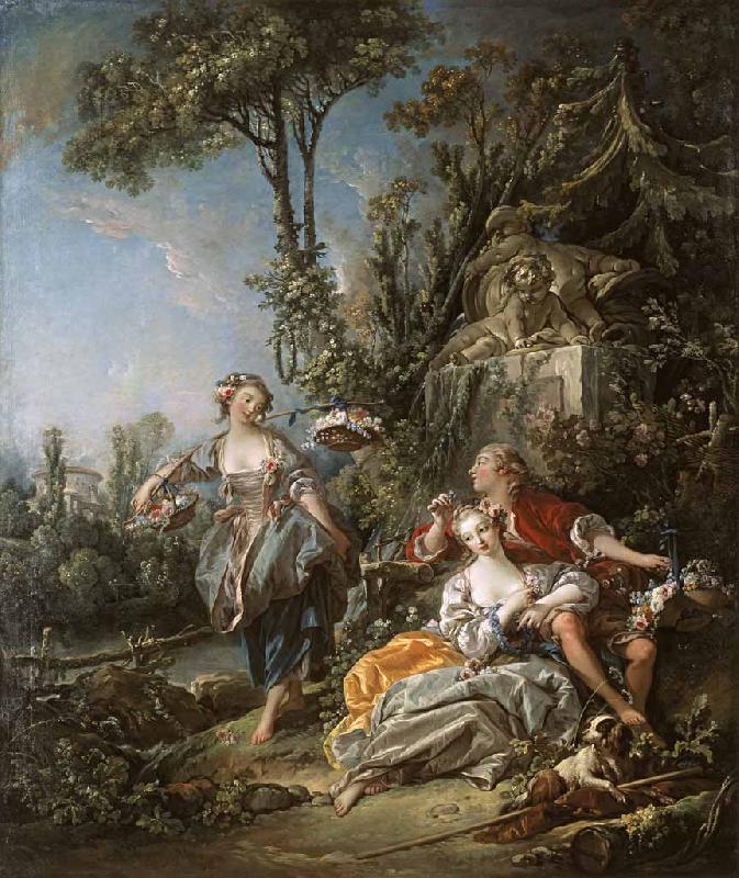 Francois Boucher Lovers in a Park oil painting image
